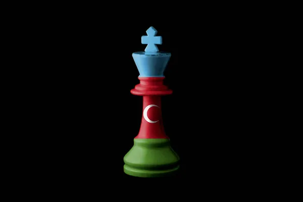 Шахматном Короле Нарисованы Флаги Азербайжана Иллюстрация — стоковое фото