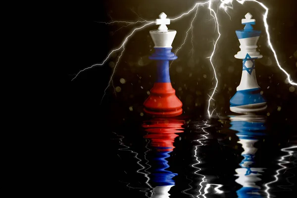 Russia Israel Flags Paint Chess King Illustration Russia Israel — Foto Stock