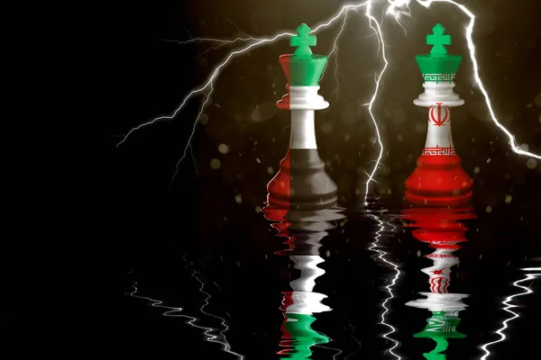 United Arab Emirates Iran Flags Paint Chess King Illustration United — Stock Photo, Image