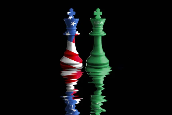 Saudi Arabia Flags Paint Chess King Illustration — Stock Photo, Image