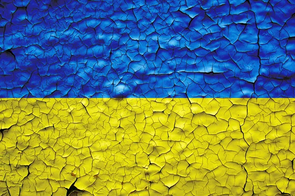 Ukrajnai Zászló Festett Repedt Beton Fal Ukrajnai Oroszország Ukrajnai Válság — Stock Fotó