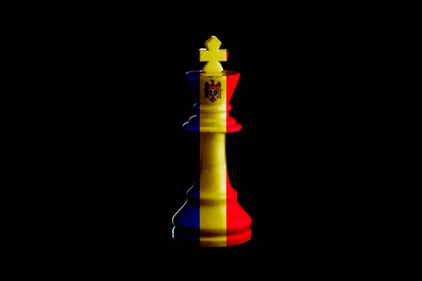 Флаг Молдовы Перекрашивается Шахматном Короле Иллюстрация — стоковое фото