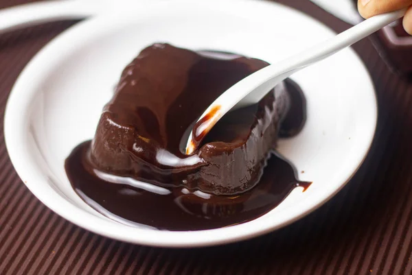Heerlijke Verse Fondant Met Warme Chocoladetaart Chocoladepudding — Stockfoto
