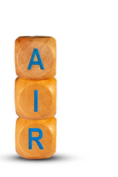 stock image Text air on wooden cubes. Business and air concept. isolated on white background. copy space.