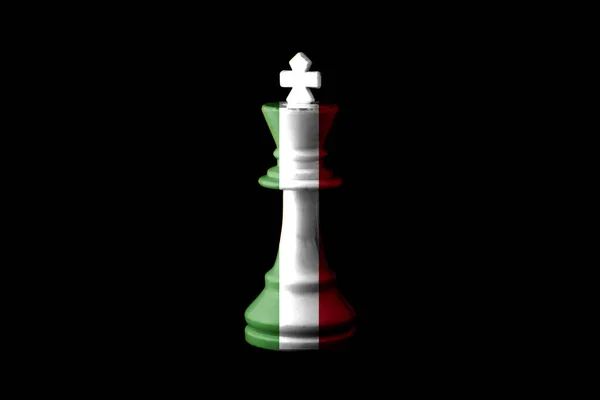 Итальянские Флаги Красят Шахматного Короля Иллюстрация — стоковое фото