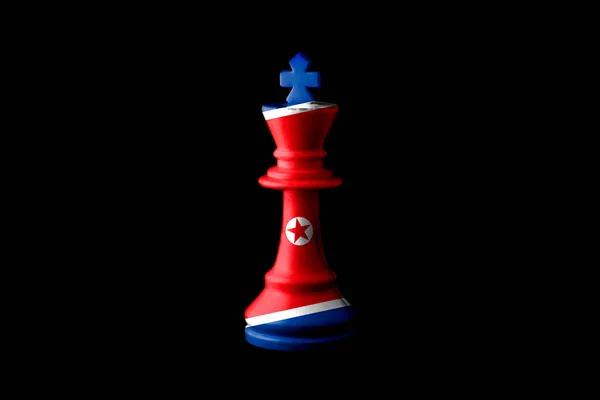 North Korea Flags Paint Chess King Illustration — Stockfoto