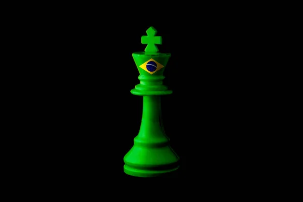 Brazil Flags Paint Chess King Illustration — Stock Fotó