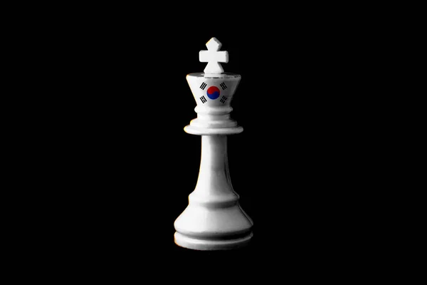 Σημαίες Της Νότιας Κορέας Ζωγραφίζουν Πάνω Στο Βασιλιά Του Σκάκι — Φωτογραφία Αρχείου