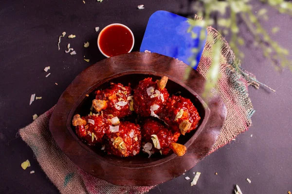 Frango Szechuan Que Uma Receita Não Vegetariana Popular Indo Chinesa — Fotografia de Stock