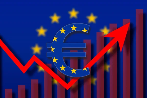 欧盟的国旗涂上了欧元符号 欧洲货币复苏的概念 — 图库照片#
