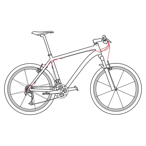 Vector Doodle Ilustración Bicicleta Montaña Hardtail — Vector de stock