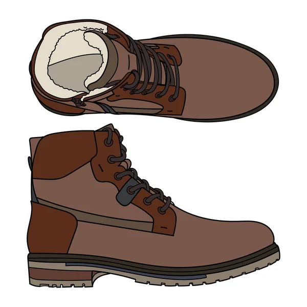 冬季男子靴的轮廓 矢量涂鸦图解 — 图库矢量图片