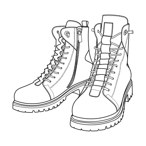 Sapatos Botas Mulher Desenhada Mão Ilustração Vetorial Doodle Vista —  Vetores de Stock