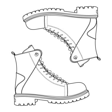 El çizmesi kadın ayakkabıları. Doodle vektör çizimi. Ön görünüm