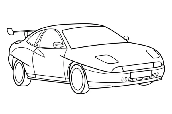 Desenho Esboço Carro Esporte Clássico Frente Vista Lateral Ilustração Doodle — Vetor de Stock