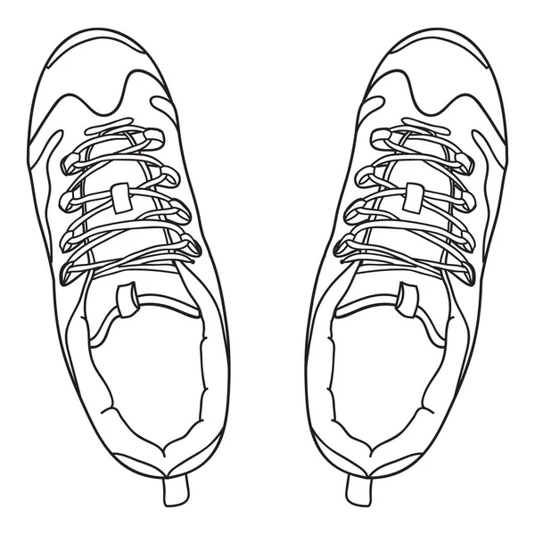 手绘运动鞋 运动鞋 顶部视图 Doodle矢量说明 — 图库矢量图片