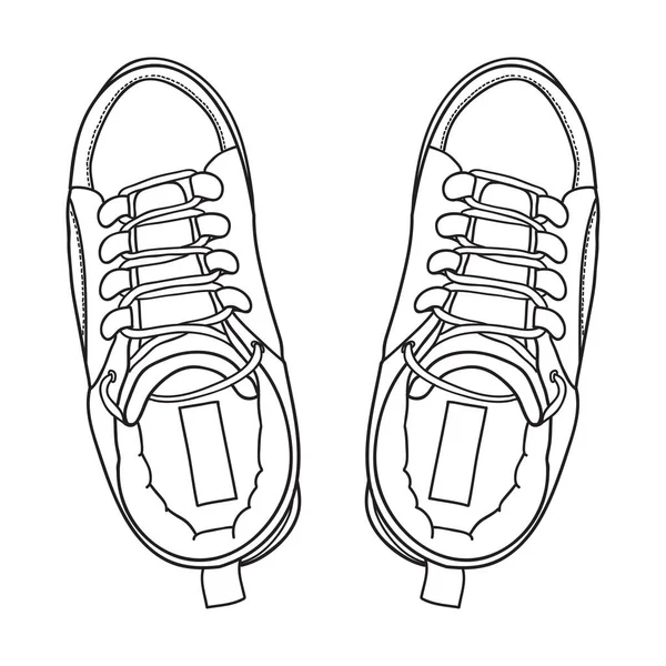 Sapatilhas Desenhadas Mão Sapatos Ginástica Estilo Vintage Clássico Ilustração Vetorial — Vetor de Stock