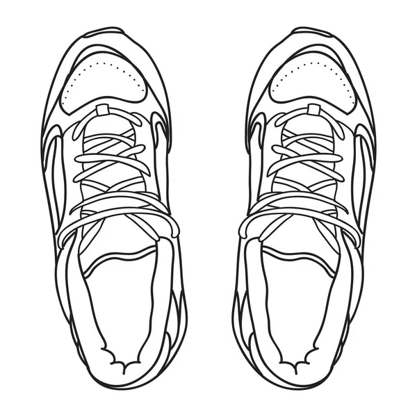 Yapımı Spor Ayakkabılar Spor Ayakkabıları Klasik Vintage Tarzı Doodle Vektör — Stok Vektör