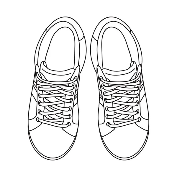 Hand Drawn Sneakers Gym Shoes Classic Vintage Style Doodle Vector — Stock Vector