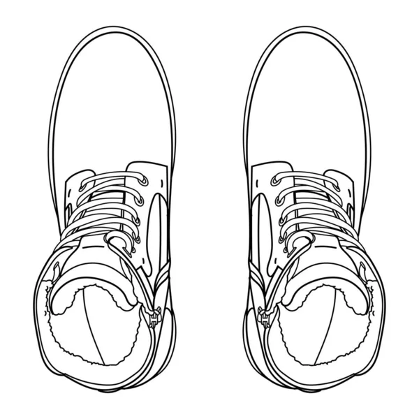 Sapatilhas Desenhadas Mão Sapatos Ginástica Estilo Vintage Clássico Ilustração Vetorial — Vetor de Stock