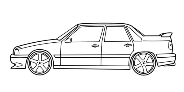 Bílé Klasické Sportovní Ladění Sedan Auto 90S Styl Bílém Pozadí — Stockový vektor