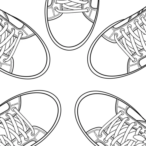 Desenho Sapatilhas Botas Sapatos Visão Superior Line Arte Estilo Mão — Vetor de Stock