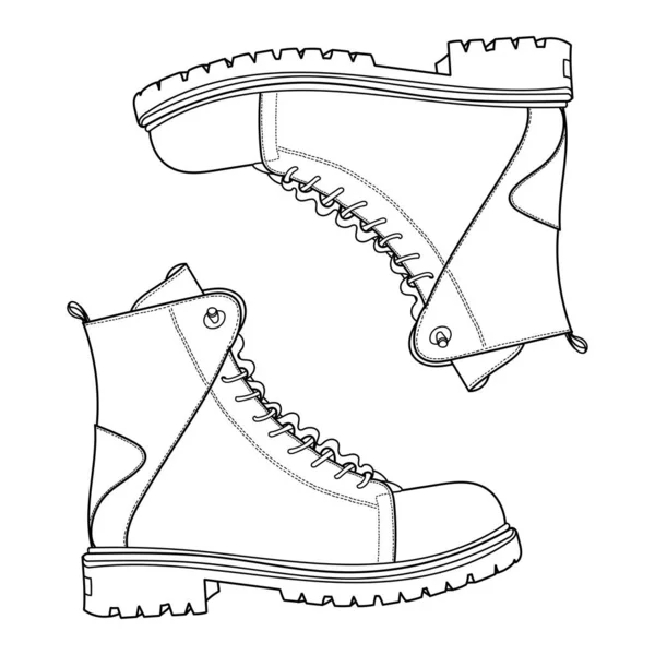 Sapatos Botas Mulher Desenhada Mão Ilustração Vetorial Doodle Vista Frontal —  Vetores de Stock