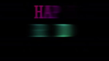 Isolated animation of flashing neon text 'Happy Birthday To You' on black background.