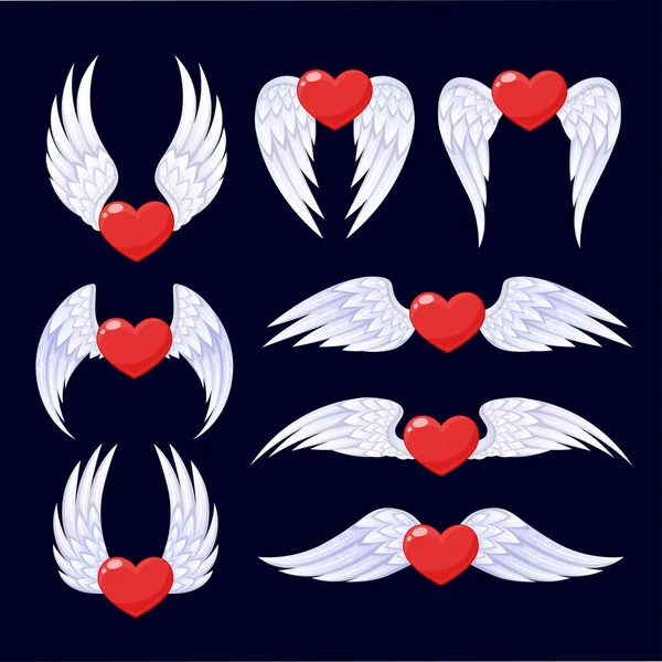 Сердца Приподнятыми Крыльями Векторные Иллюстрации — стоковый вектор