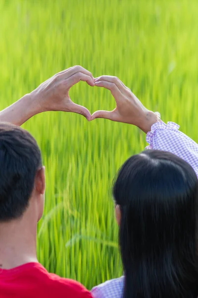 Foco Suave Casais Valentine Exibir Símbolo Coração Para Simbolizar Seu — Fotografia de Stock