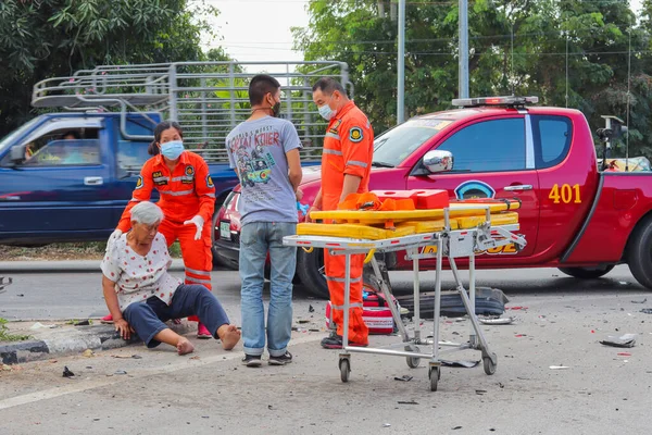 Chiang Mai Thai Enero 2021 Accidente Una Camioneta Chocó Con — Foto de Stock