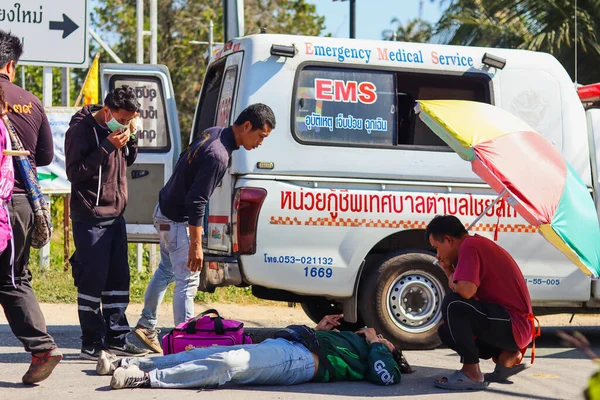Chiang Mai Thai Enero 2021 Accidente Una Camioneta Chocó Con — Foto de Stock