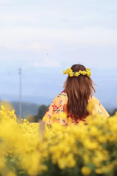 Gelber Chrysanthemenblumengarten Gilt Als Einer Der Kräutergärten Der Bei Der — Stockfoto