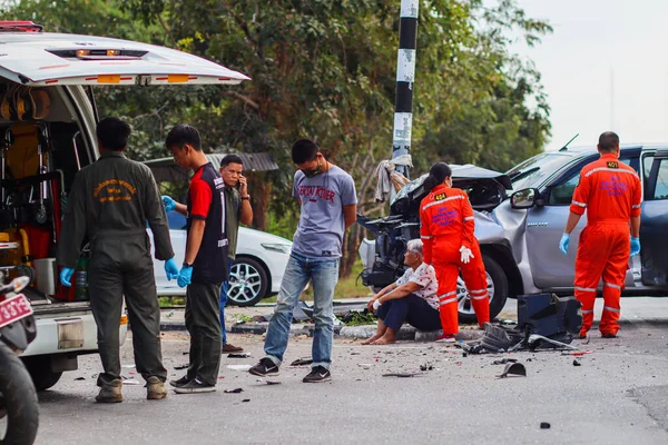 Chiang Mai Thai Enero 2021 Accidente Una Camioneta Chocó Con — Foto de Stock