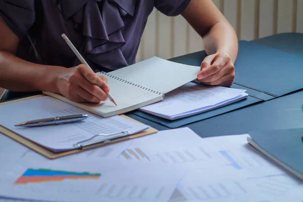 Young Accountant Reviewing Numerous Income Expense Documents Lying Desk Office — Stock Photo, Image