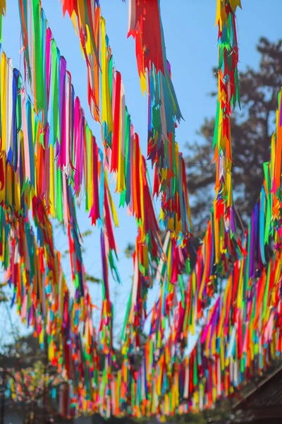 Fondos Cinta Multicolor Cuelgan Para Representar Comunidad Lgbtq Para Llamar — Foto de Stock