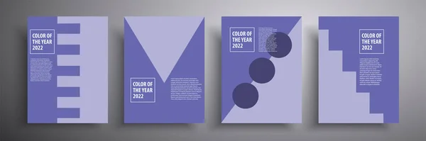 Grafica dell'arte contemporanea. Set di copertine astratte, copertina dal design minimale. I colori del 2022 sono molto peri. Perfetto per poster, copertine o banner. — Vettoriale Stock