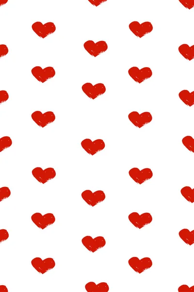 Bandera sin costuras de corazones rojos aislados sobre fondo blanco. Fondo del día de San Valentín. Estampado romántico para tela, textil, San Valentín. — Vector de stock