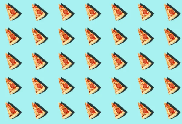 Pattern Cut Slice Pizza Shadow Turquoise Background Prints Drawings Templates — Stock Photo, Image