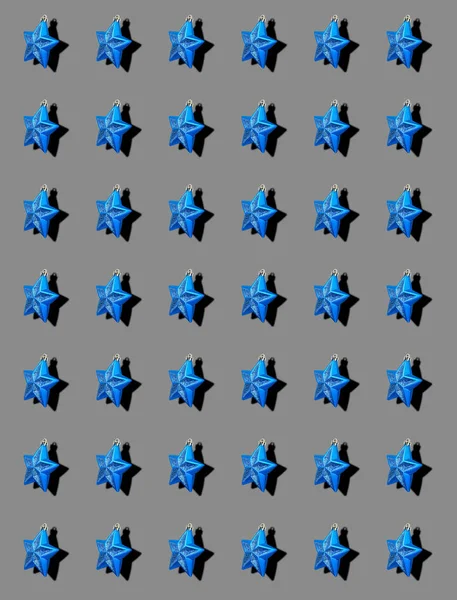 Patrón Con Brillantes Decoraciones Forma Estrella Azul Para Año Nuevo — Foto de Stock