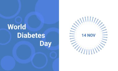 14 Kasım 'da Dünya Diyabet Günü. Şırıngalardan alınan diyabet sembolü, çemberli arka plan