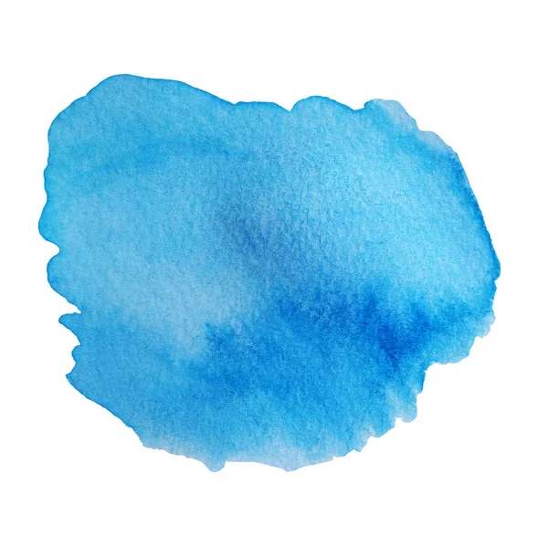 Aquarelle abstraite dessinée à la main tache de couleur bleue sur fond blanc — Photo