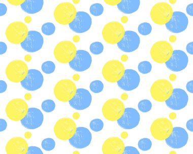 Elle çizilmiş daireler pürüzsüz desen. Boya çemberi çiziliyor. Kumaş, tekstil, ambalaj kağıdı, duvar kağıdı, baskı tasarımı