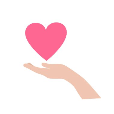 Kalbi tutan eldir. Aşk, merhamet, merhamet, şefkat kavramı. Sevgililer Günü çizimi