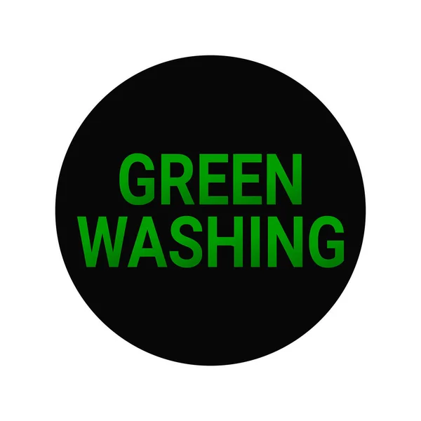 Texto tipográfico verde Greenwashing em círculo preto — Vetor de Stock