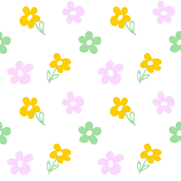Cute Floral Seamless Pattern Simple Small Flowers Design Fabric Textile — Wektor stockowy