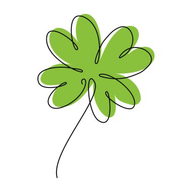 Clover four leaf. One continuous line lucky clover. Vector illustration