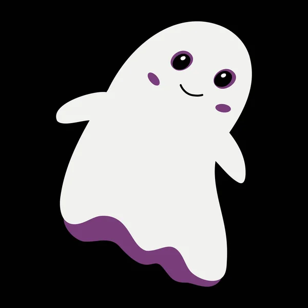 Cartoon Cute Ghost Smiling Halloween Spirit Blush Cheeks Vector Illustration — Image vectorielle