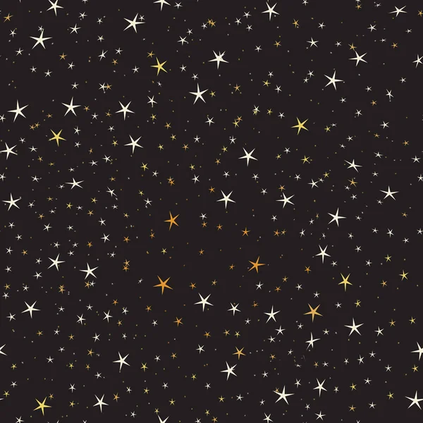 Noite Estrelada Fundo Escuro Padrão Sem Costura Com Estrelas Ilustração — Vetor de Stock
