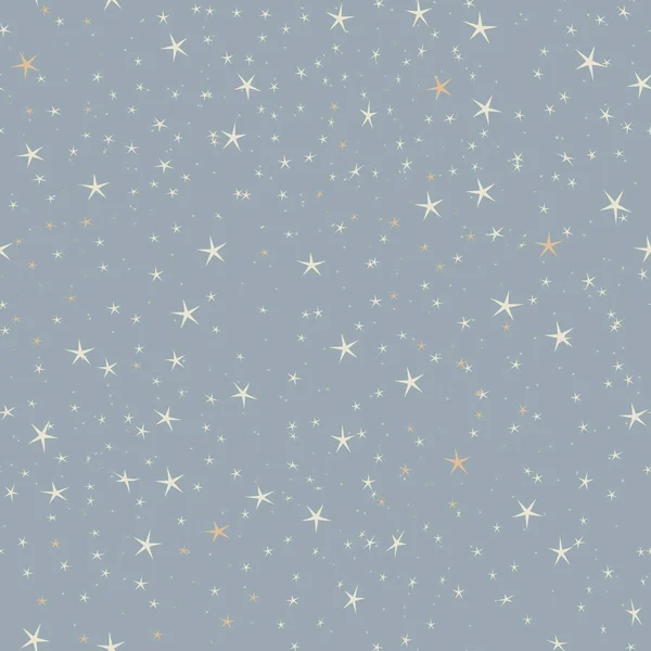 Зоряне Нічне Небо Пастельно Сірому Кольорі Дитячі Безшовні Фонові Зірки — стоковий вектор